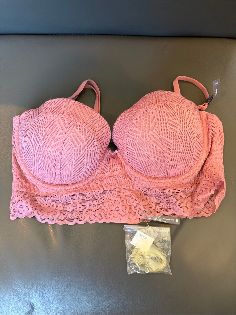 aerie Pink Lace Longline Push-Up Bra